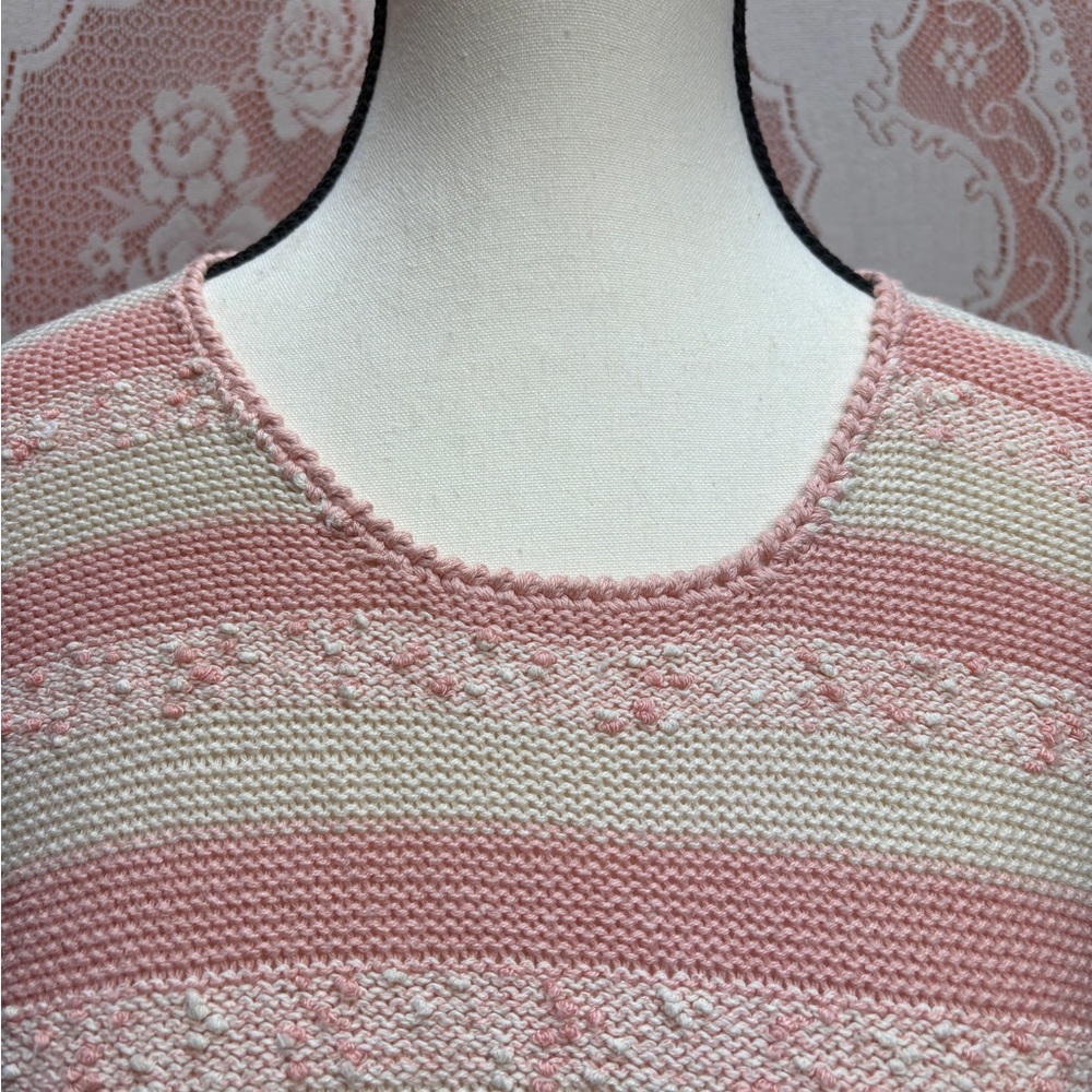 Vintage Mister Leonard Pink & Cream Stripe Knit Top Sz M - Picture 5 of 11